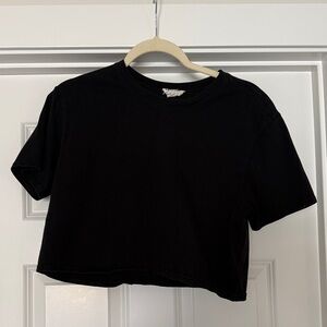 Open Edit Cropped Black Tee
